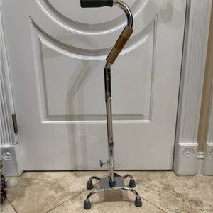 Adjustable Quad Cane with Black Handle